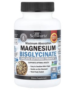 BioSchwartz, Maximum Absorption Magnesium Bisglycinate, 180 Veggie Caps (24 mg per Capsule)