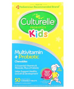 Culturelle, Kids, Multivitamin + Probiotic Chewables, 3+ Years, Natural Fruit Punch, 50 Chewable Tablets