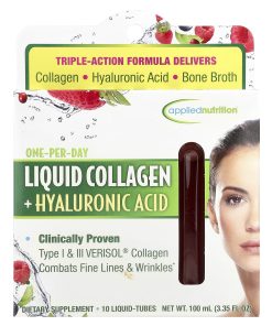 Applied Nutrition, Liquid Collagen +  Hyaluronic Acid, 10 Liquid-Tubes, 3.35 fl oz (100 ml)
