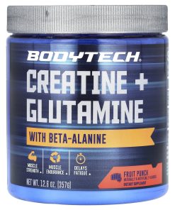 BodyTech, Creatine + Glutamine with Beta-Alanine, Fruit Punch, 12.6 oz (357 g)