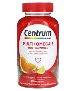Centrum, Multi + Omega-3 Multigummies, Natural Strawberry, Lemon & Orange, 110 Gummies