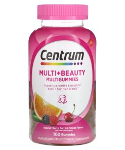 Centrum, Multi + Beauty Multigummies, Natural Cherry, Berry & Orange, 100 Gummies