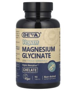 Deva, Vegan Magnesium Glycinate With Trace Minerals, 90 Tablets