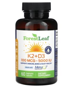 Forest Leaf, K2 + D3, 100 mcg (5,000 IU), 60 Vegetable Capsules