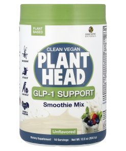 Genceutic Naturals, Clean Vegan Plant Head®, GLP-1 Support, Smoothie Mix, Unflavored, 12.5 oz (354.5 g)