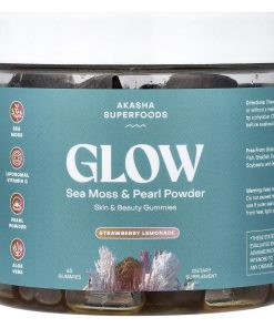 Akasha Superfoods, Glow, Sea Moss & Pearl Powder, Strawberry Lemonade, 60 Gummies