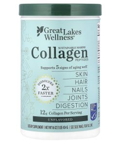Great Lakes Wellness, Sustainable Marine Collagen Peptides, Unflavored, 16 oz (454 g)