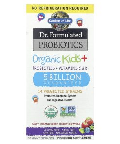 Garden of Life, Dr. Formulated Probiotics, Organic Kids + Probiotics + Vitamins C & D, Tasty Organic Berry Cherry, 30 Yummy Chewables