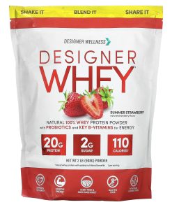 Designer Wellness, Designer Whey, Natural 100% Whey Protein Powder, Summer Strawberry, 2 lb (908 g)