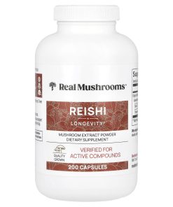 Real Mushrooms, Reishi, Mushroom Extract Powder, 200 Capsules